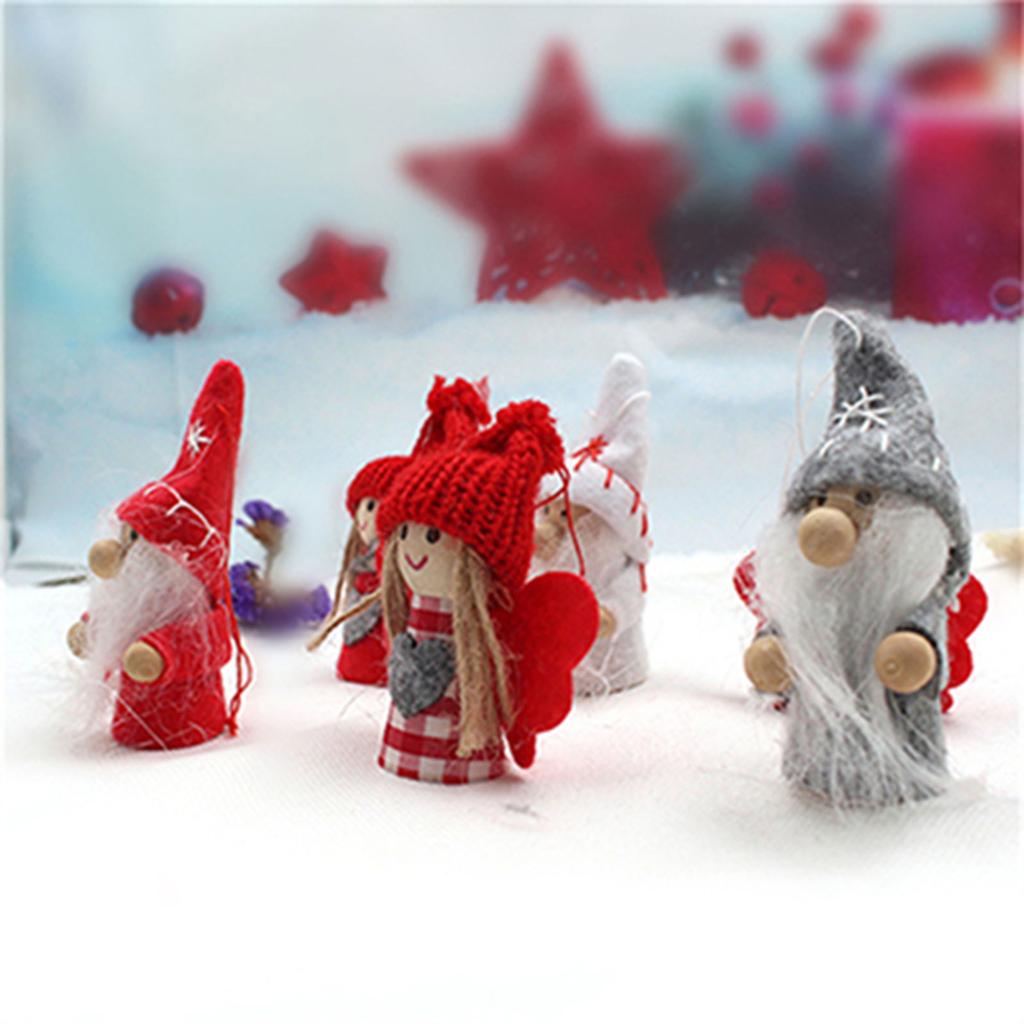 Mini Christmas Tree Decorations Set 2pcs Small Cute Dolls Indoor Home Decor for Christmas Holiday New Year Gift Idea