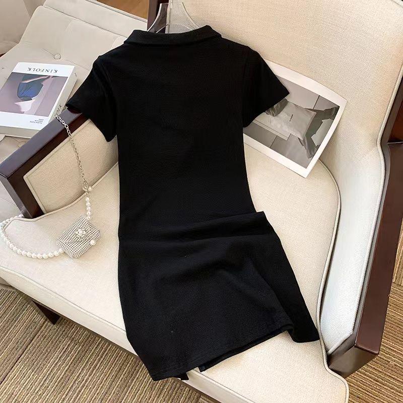 2026 Summer Pure Desire White Polo Collar Dress - Hip-Hugging Short Skirt for Women