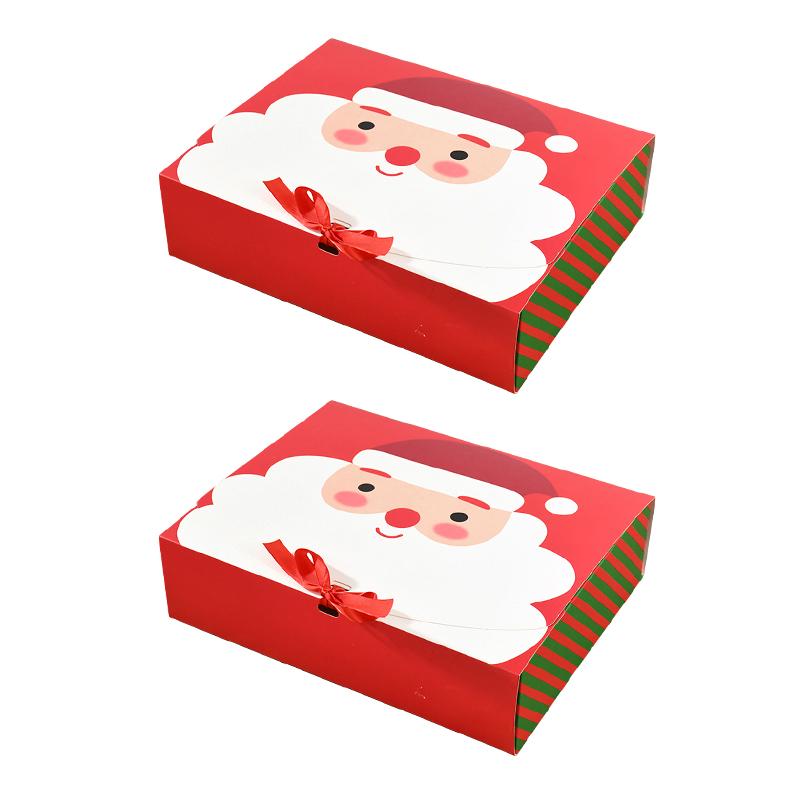 2pcs Christmas Gift Packaging Box Santa Claus Candy Cookie Box 2025 Christmas Decoration for Home Xmas Noel New Year Party 2025