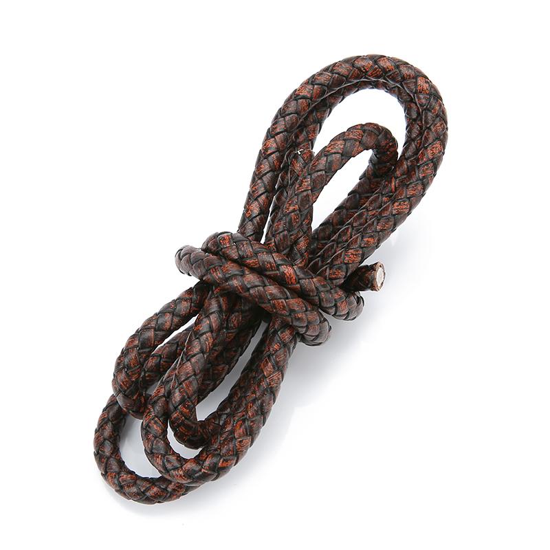 1/2 metru/balení Kulaté pletené šňůrky z pravé kůže 3/4/5/6 mm Vintage kožená šňůrka Pro výrobu kožených náramků a šperků