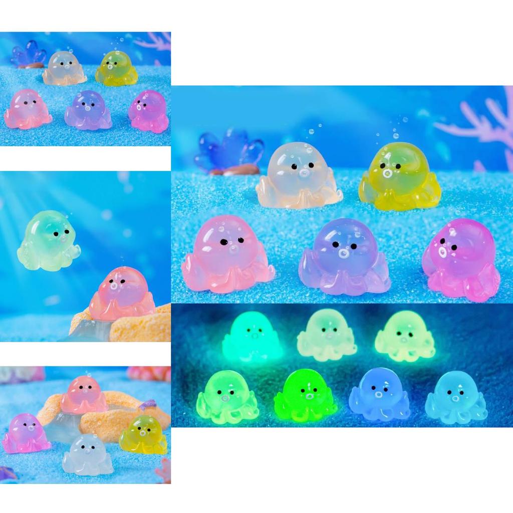 Colorful Glowing Mini Octopus Resin Decoration For Aquarium And Terrariums