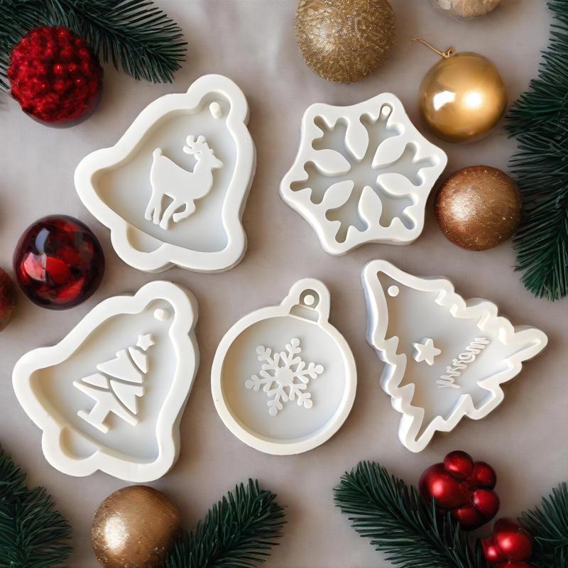 Mini Christmas Silicone Mold Set with Holes, Used for DIY Chocolate, Candy, Frosting, Cake Decoration, Crayons, Melting Stone