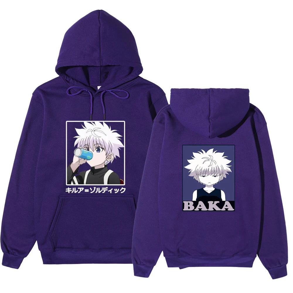 Japanese Anime Funny Killua Eyes Killua HxH Hoodies 2021 Winter Japan Style Hunter X Hunter Sweatshirts Streetwear for Women/men