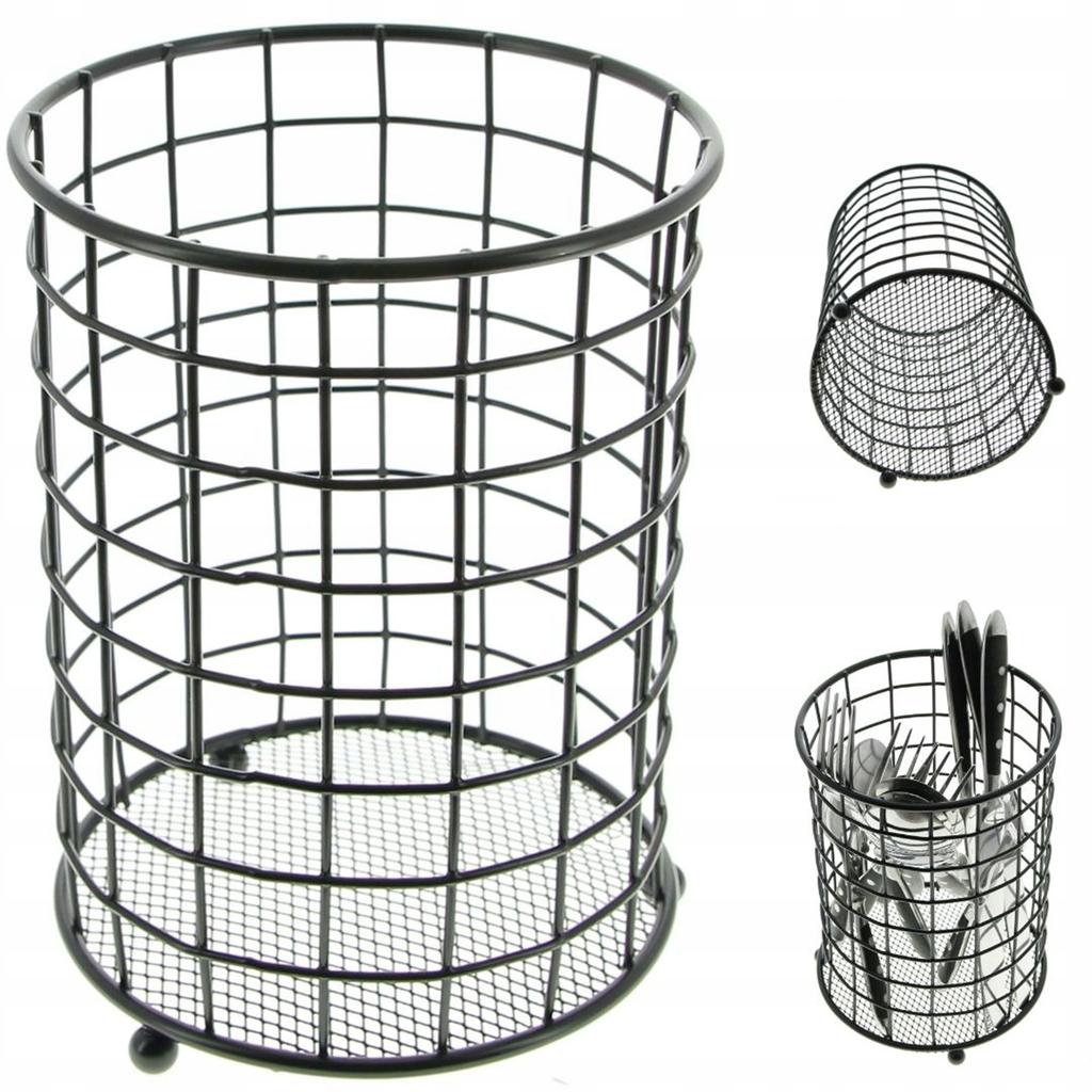 Cutlery Container Metal Basket Black Steel Organizer Basket