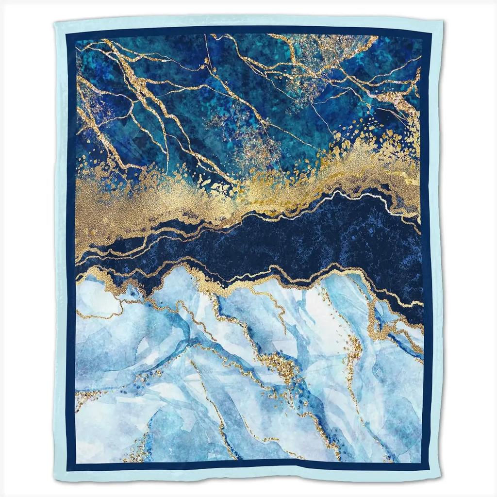 Marble Blanket Marbling Plush Nap Blanket Soft Lightweight Fluffy Flannel Fleece Throw Blanket for Sofa Couch Bed Camping Travel