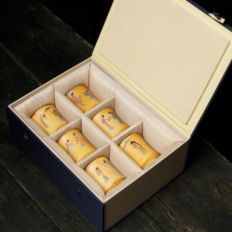 Shangqi Bamboo Joint Coarse Pottery Tea Cup Set (6-Pack)