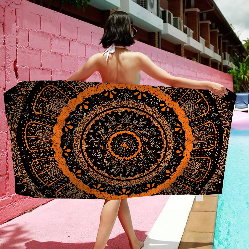 Colorful Mandala Pattern Bath Towel Microfiber Soft Water Absorbing Breathable For Girl Kids Decorative Cartoon Beach Towel