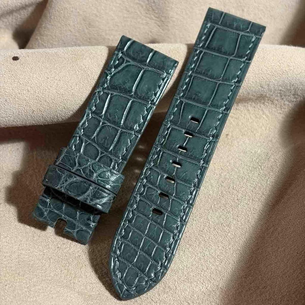 Used Cro-2093 Crocodile Watch Strap Gray (lug Width 24 Mm - Buckle Width 22 Mm)
