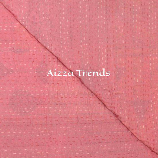Aizza Trends Handmade Pure Cotton Patch and Patola Work Kantha Quilt - Traditional Indian Throw Blanket-Vintage Cotton Silk Saree Quilt