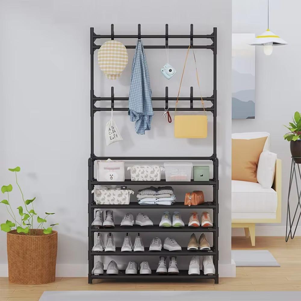 4-layer Shoe Rack Entrance Hanging Rack Floor Standing Shoe Rack Multi-layer Hook Storage Rack Household Minimalist Shoe Rack