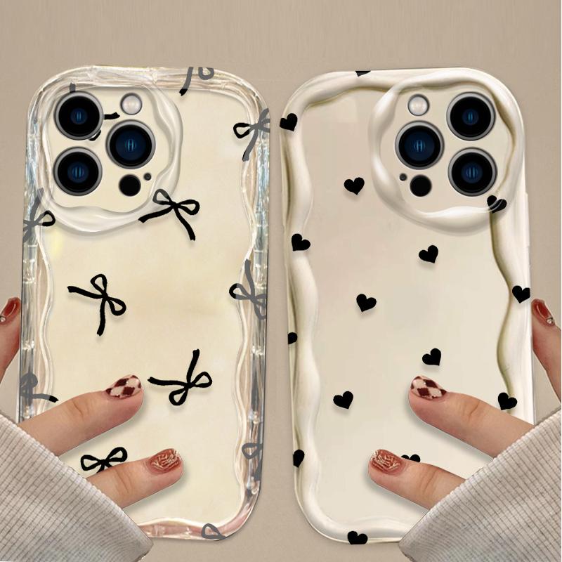 Bowknot Heart Phone Case for iPhone 17 Air 16 15 14 13 12 11 Pro Max Plus 16E XR XS X Shockproof Silicone Back Cover
