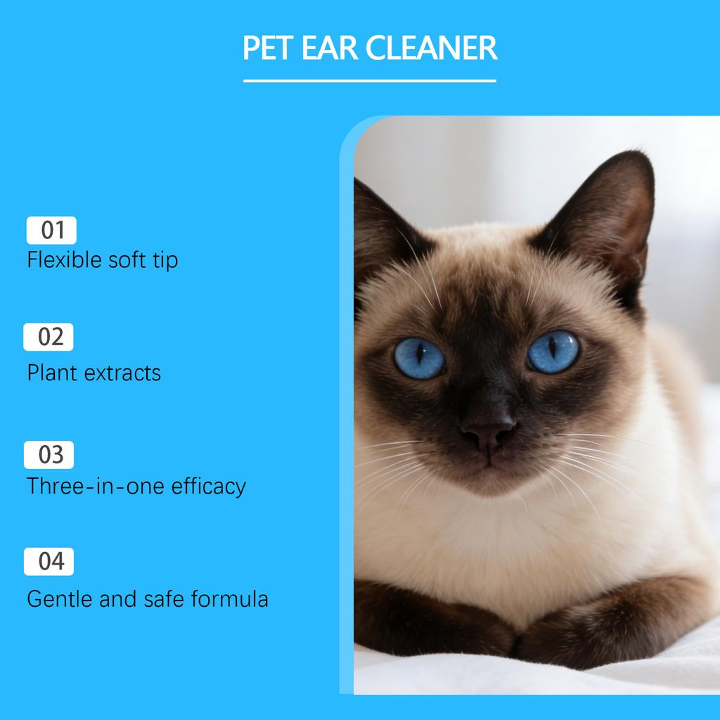 Pet Ear Cleaner With Plant-based Ingredients And A Flexible, Soft Tip For Gentle And Comfortable Cleaning Of Your Pet's Ears60ml