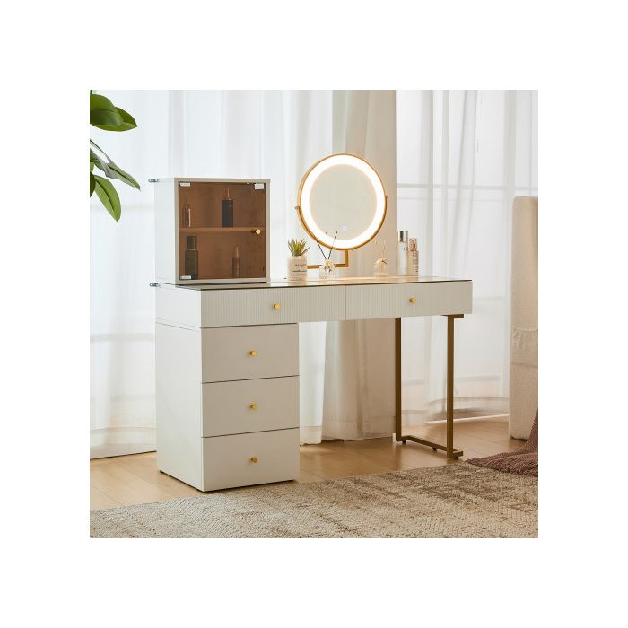 Toeletta - MUVOE - Specchio luminoso a LED - Bianco - 120x45x115 cm - Montaggio facile