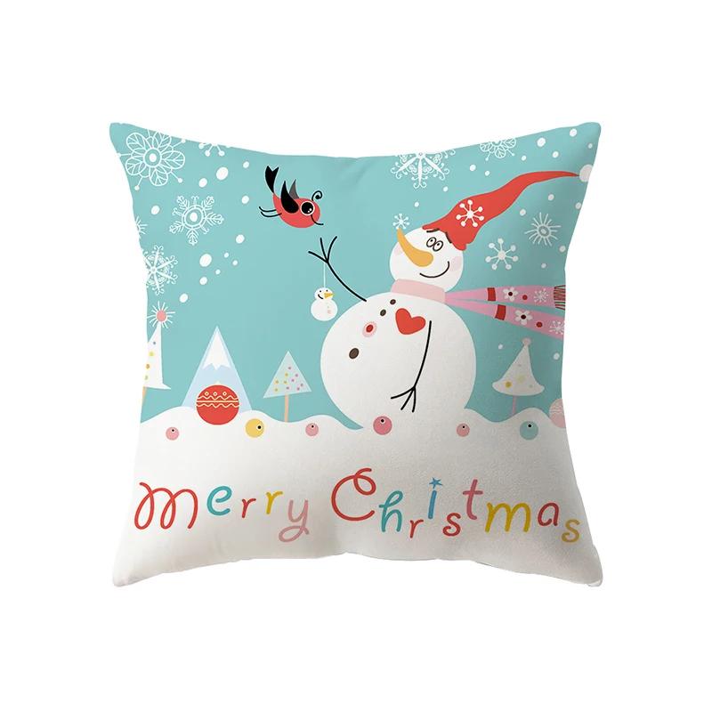 Merry Christmas Cute Santa Claus Print Pattern Cushion Cover Home Living Room Sofa Decoration Square Pillow