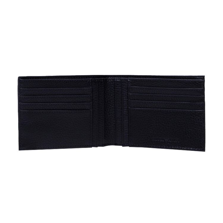 Emporio Armani Solid Color Double Fold Design Short Leather Wallet Men wallet Black Y4R166-Y068E-80001
