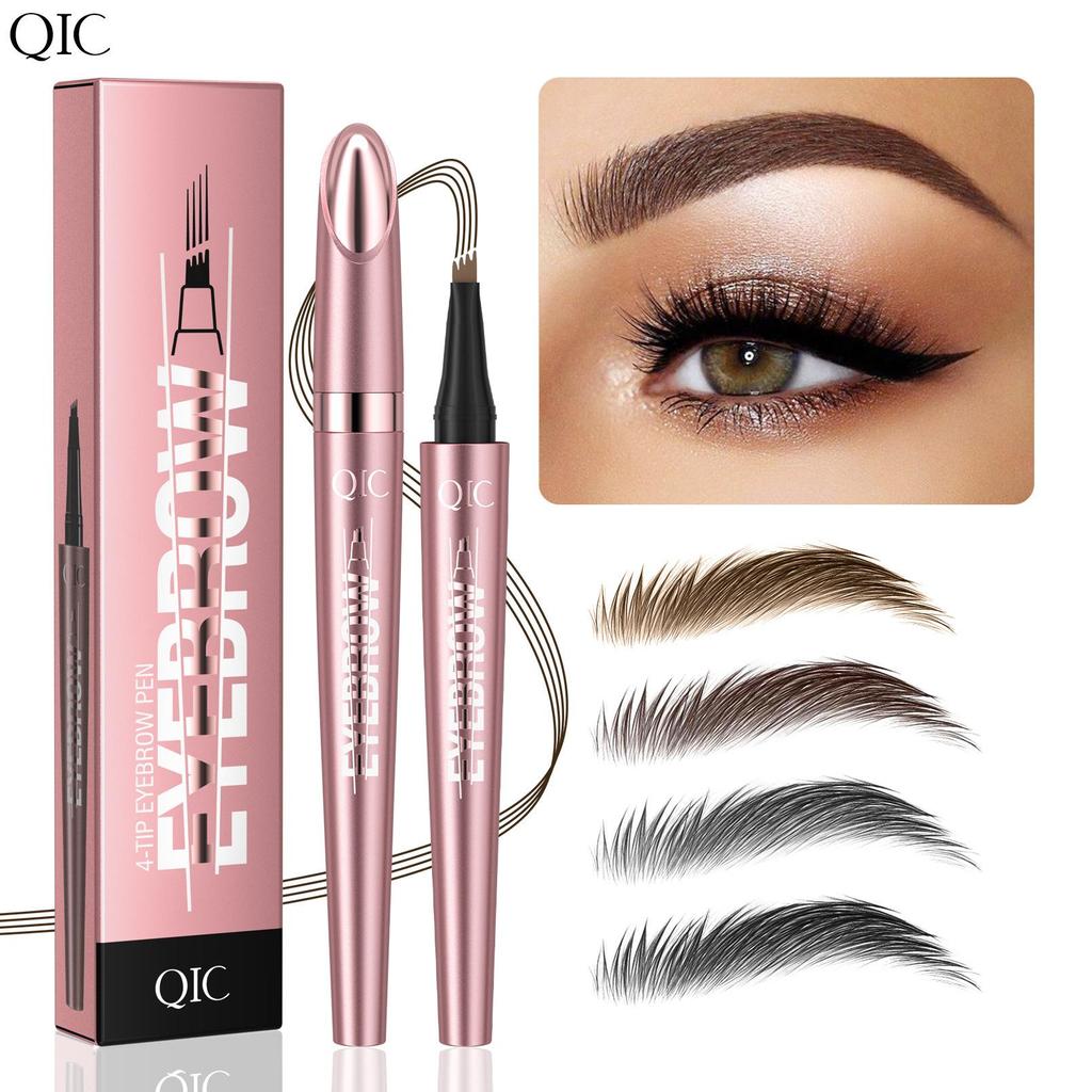 QIC 's nuevo lápiz de cejas de cuatro puntas en oro rosa, lápiz de cejas 'wild water', lápiz de cejas líquido de larga duración, resistente al agua y que no se corre.