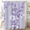 Vintage Purple Floral Shower Curtain Waterproof Durable Home Decor For Bathroom Beautiful Butterfly Print Perfect Gift Idea