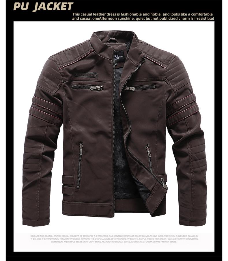 Men's Frosted Leather Motorcycle Jacket - Slim Fit, Trendy PU Autumn/Winter Fashion
