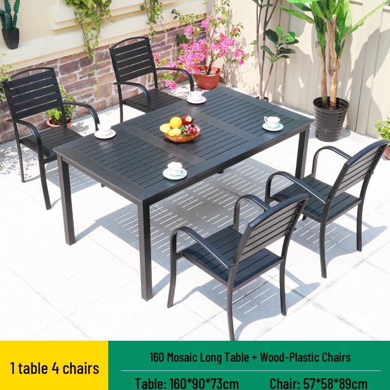 Sun-Resistant Outdoor Wood-Plastic and Metal Tables & Chairs for Leisure or Commercial Use
