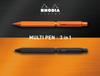RHODIA Script Ballpoint Two Colors and and Mechanical Aluminum Body with Hairline Rotary Orange Multi-Pen, 0.5mm Oil-Based Pen, (Black Red), 0.5mm