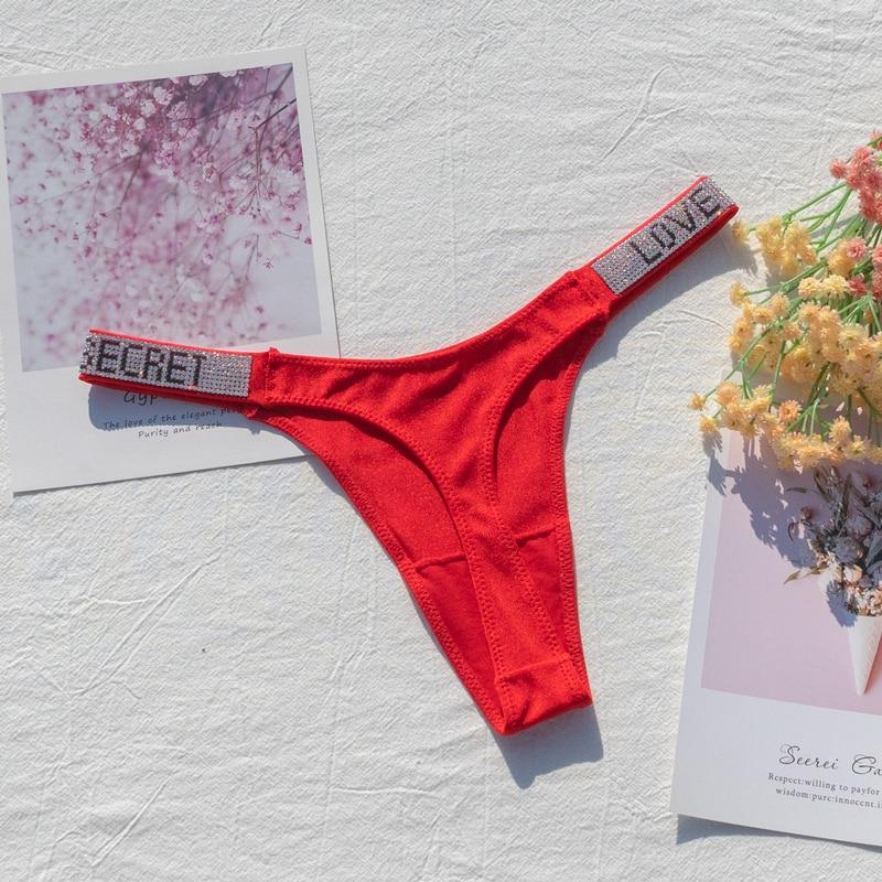 Women Panties Shiny Rhinestone Sexy Lingerie Women Low Rise Nylon Female Underwear Secret G-string Neon Color Women Thong EMA