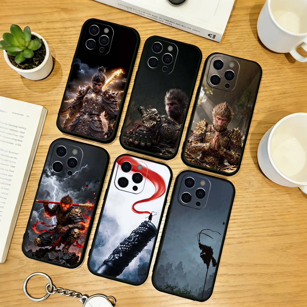 Black Myth WuKong Phone Case For iPhone 17, 16,15,14,13,12,11 Plus,Pro Max, Others Soft Black Cover