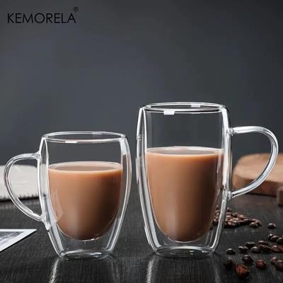Hitzebeständige transparente Glastasse für Espresso Kaffee Milch Whiskey Tee Bier Doppelwandige Tasse Cocktail Wodka Wein Kreatives Trinkgeschirr