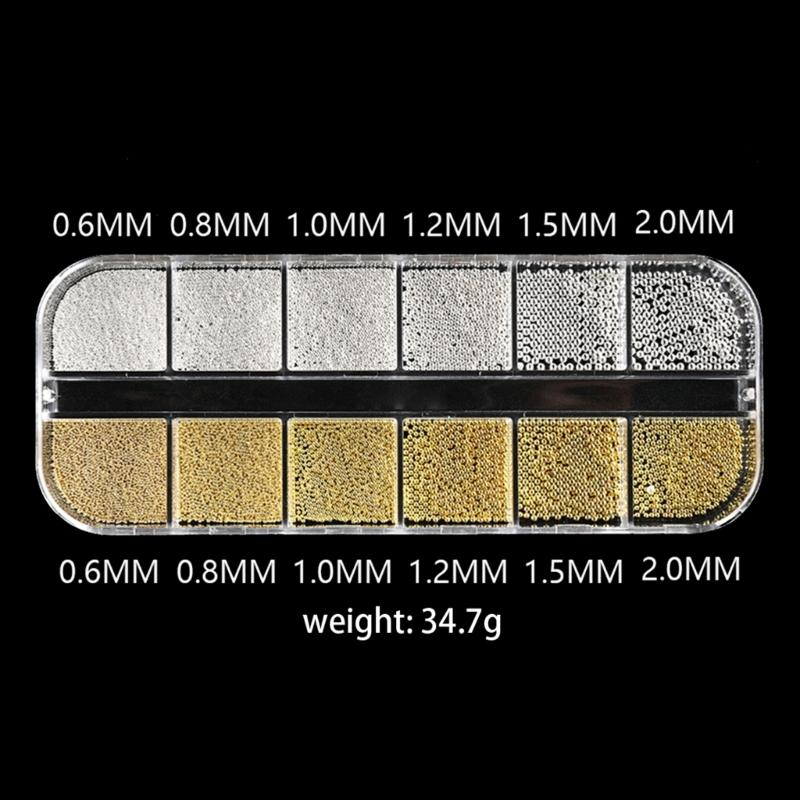Multi-Size Nail Caviar Beads for Nails 3D Nail Art Decorations Micro Mini Metal Nail Beads Design DIY Nail Jewelry Beads