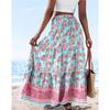 Women's Summer Elastic Waist Loose Long Printed Skirt