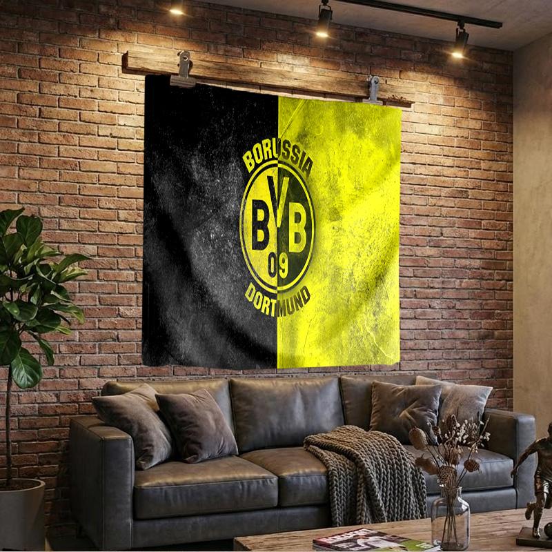 1 szt. Gobelin z logo drużyny piłkarskiej Bvb 09, Gobelin o unikalnym wzorze, Dekoracja ścienna do sypialni, salonu, pokoju zabaw, Ciepłe prezenty świąteczne dla fanów