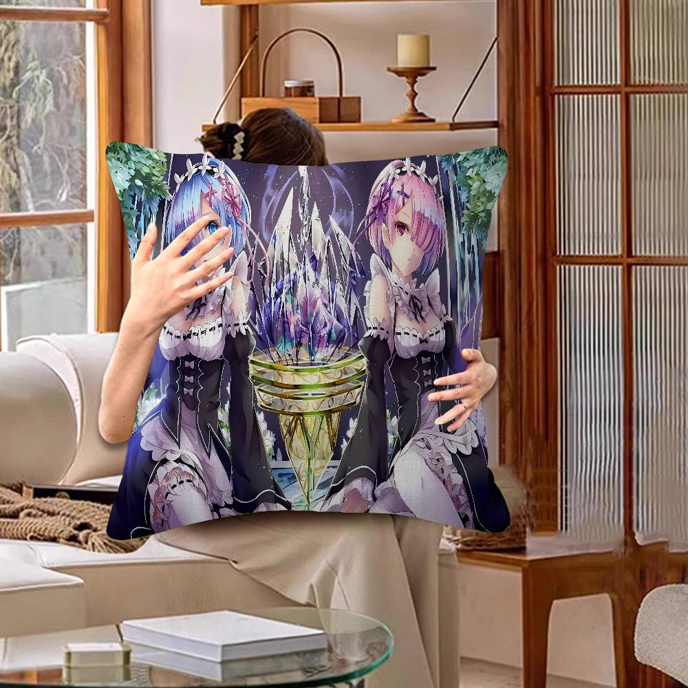 Anime Re Zero Rem Gaming Cushion Cover Pillowcase Upholstery Sofa Throw Pillow Home Decor Pillowcas