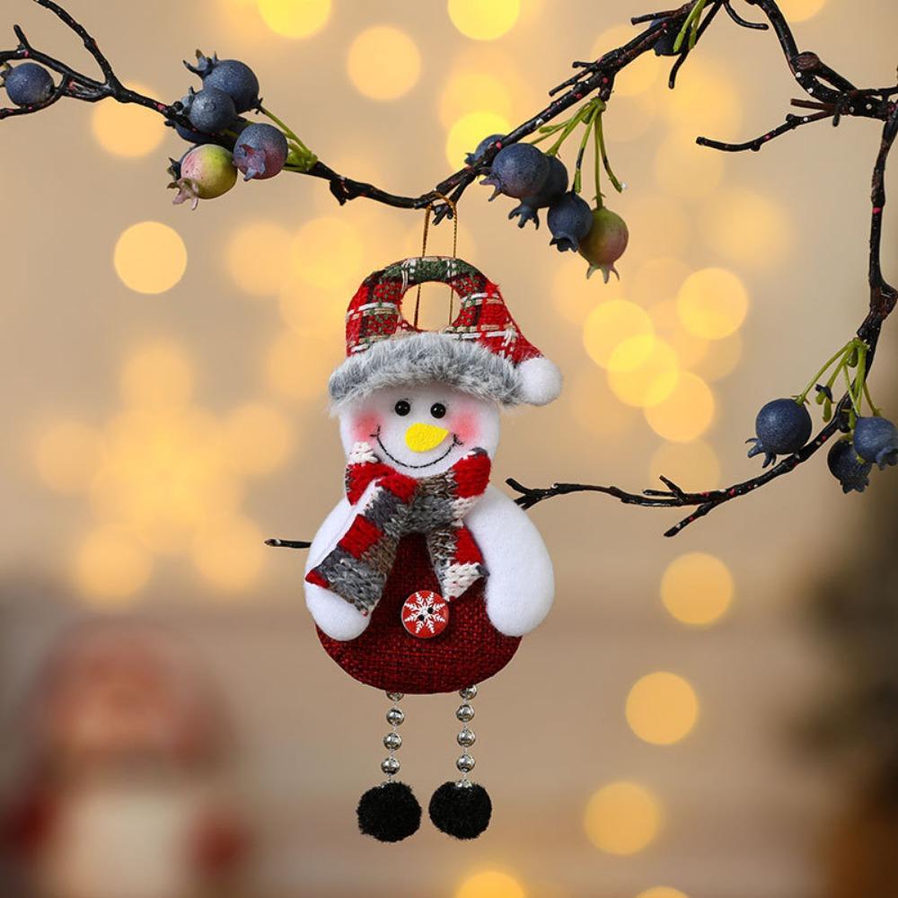 New Christmas Gift Santa Claus Snowman Deer Plush Doll Ornamental Small Pendant Christmas Tree Hanging Decorations Accessories