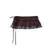 Retro Color-Block Plaid Ruffle Lace-Up Layered Skirt