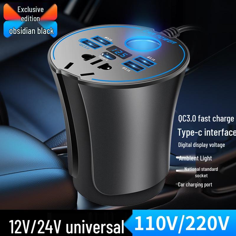 

Автомобильный инвертор питания 12В/24В в 220В с быстрой зарядкой и розеткой прикуривателя