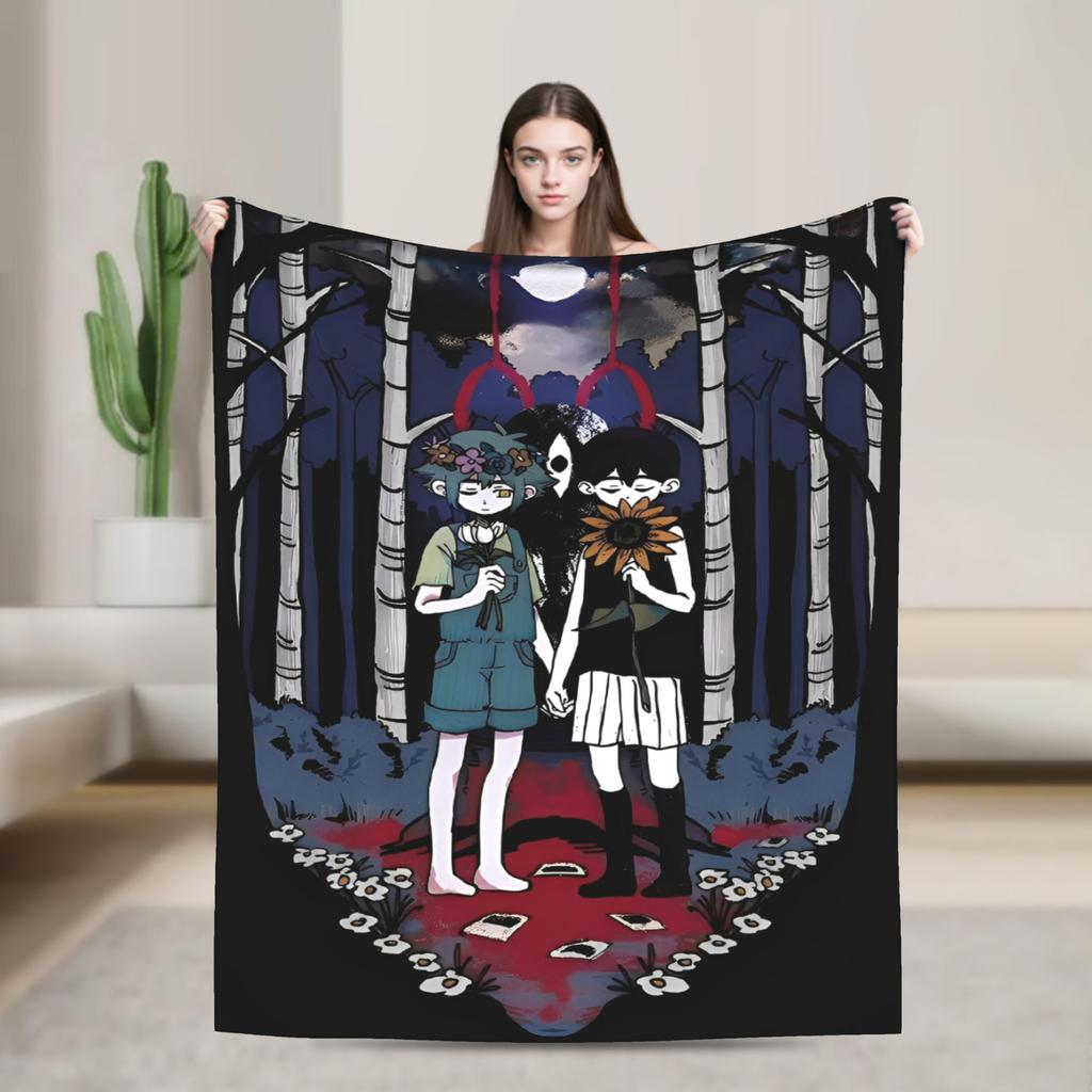 Anime Basil Omori Game Blanket  Warm Novelty Plush Throw Blanket For Home Decor Picnic Flannel Bedspread Bed Cover
