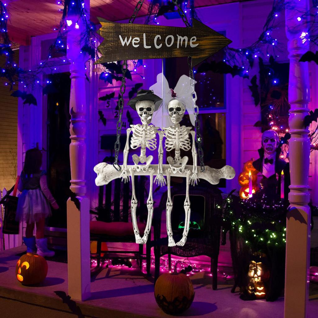 Swing Couple Halloween Hanging Swing Chain Hanging Voice-controlled Luminous Haunted House Horror Decoration Pendant Props