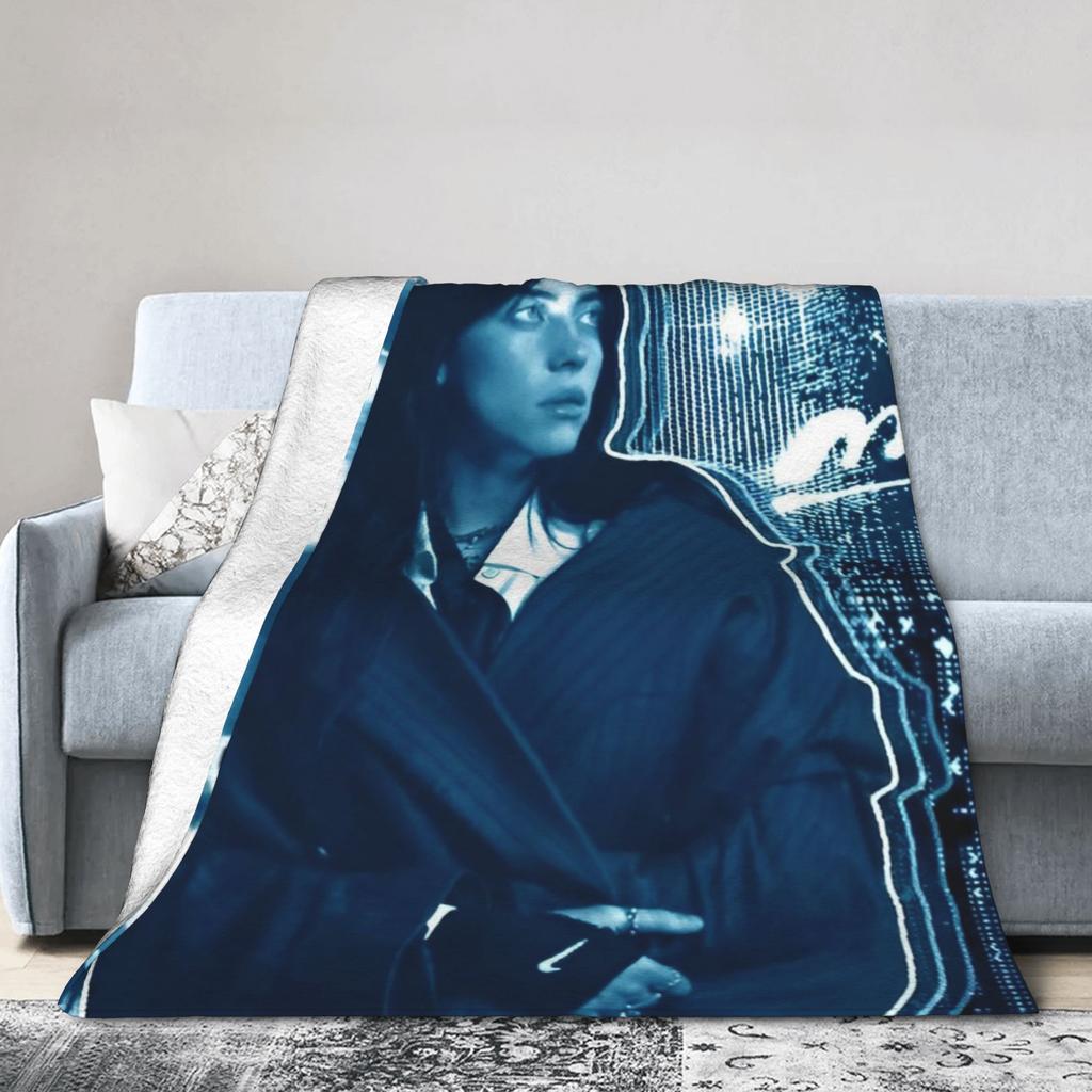 B-Billie-Girl E-eilish Chanteuse Musique Couverture Velours Printemps Automne Respirante Super Chaude Couvertures Jetées pour Literie Couvre-lits
