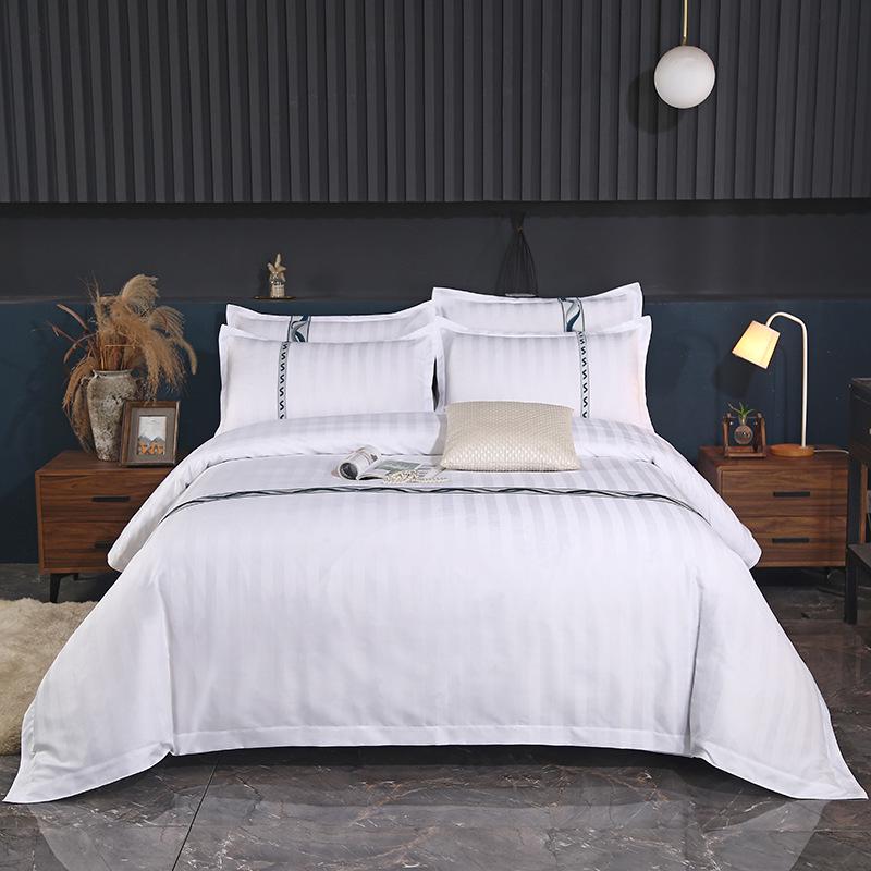 Pure White Eight-Piece Bedding Set: Duvet Cover, Quilt, Comforter & Bed Sheet