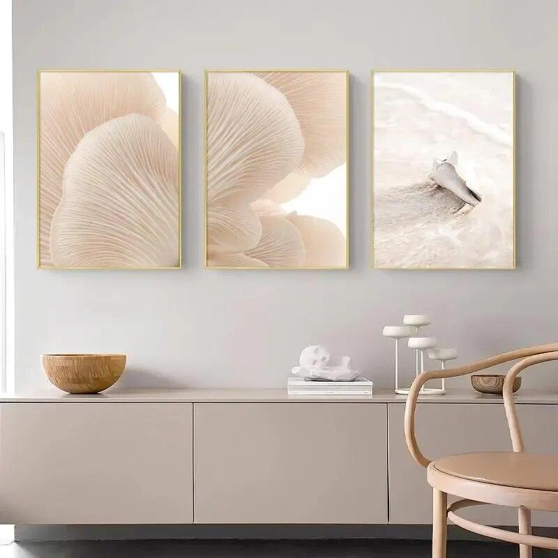 Nordic Beige Flower Grass Canvas Painting Landscape Picture Minimalist Wall Art Poster Scenery Print Modern for Home Room Decor