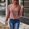 Women S Casual Loose Long Sleeve Solid Square Neck T Shirt