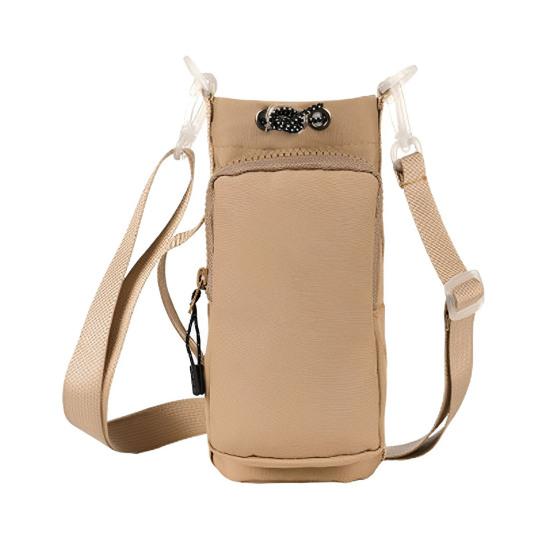 Commuter Bottle Carrying Case Crossbody Water Cup Carrier, Wear-resistant Protective Sleeve with Phone Pocket, Drawstring Anti Fall Protection Closure