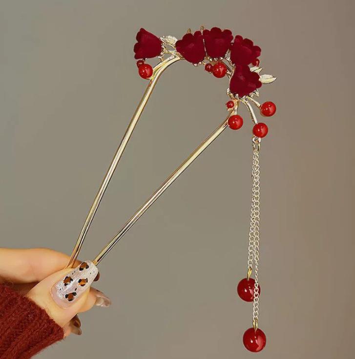 Elegante Retro Pfau Haarnadel Blume Duttspange für Frauen