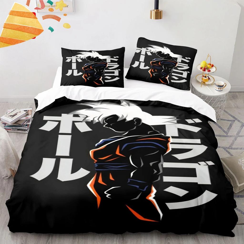 2026 Hot Sale Japanese Anime Dragon Ball Son Goku Bedding Set Quilt Cover Twin Full Bedroom Bed Decor for Teens Best Gifts
