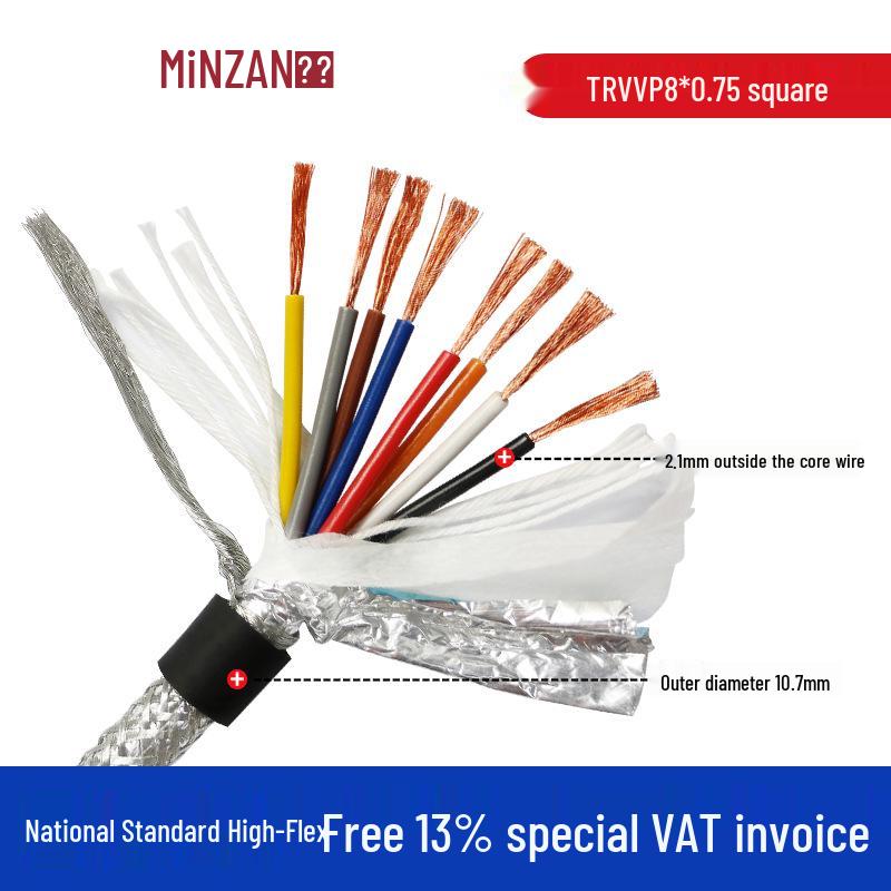TRVVP High-Flex Shielded Drag Chain Cable, 7-24 Core, 0.3-1.5 Sq Mm, Ideal for Tank Chains