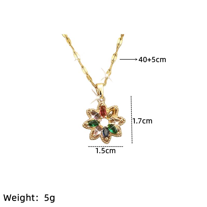 1 Pcs Luxury Cool Wind Flower Shape Gold Plated Copper Pendant With Stainless Steel Chain Combination Necklace
