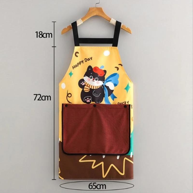 Cute Cartoon Cat Dog Apron With Large Wipe Hand Pocket Waterproof Sleeveless Bib Apron For Kitchen Cooking Household Cleaning