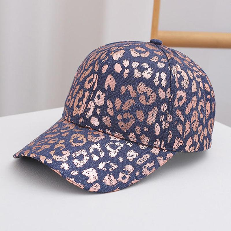 Gold-Foiled Leopard Print Fashion Denim Baseball Cap, European And American Fashion, Street Trendy Sports Sun Hat