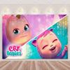 Cartoon Cute Cry Babiesed Birthday Party Decorations Lovely Blind Box Doll Backdrop Baby Shower Supplies Child Room Wall Hanging