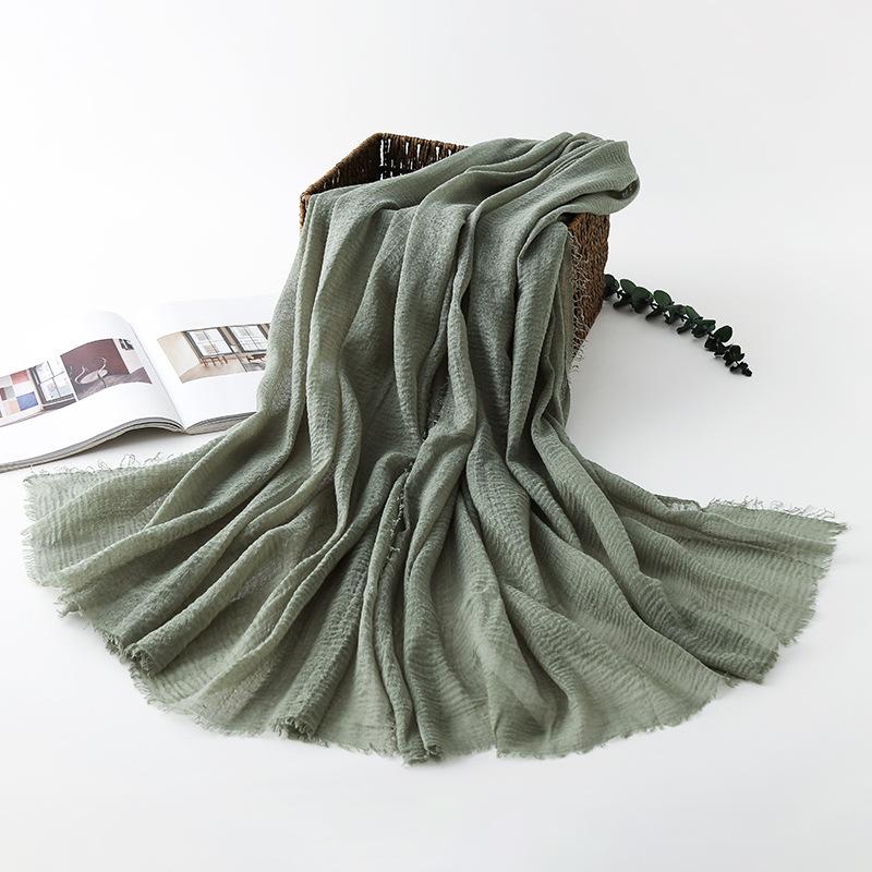 Women Cotton Linen Scarf Autumn Lady Solid Color Long Scarves Soft Thin Plain Shawl Foulard Viscose Wrap Shawls New Summer