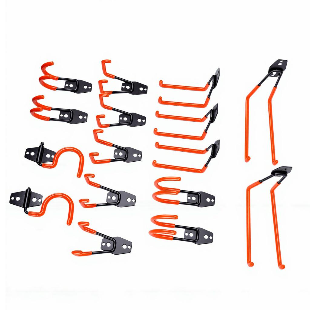 16 Pcs Garage Hook Wall Mount Strong Load Bearing Heavy Duty Steel Garden Tool Hanger for Cables Water Hoses Power
